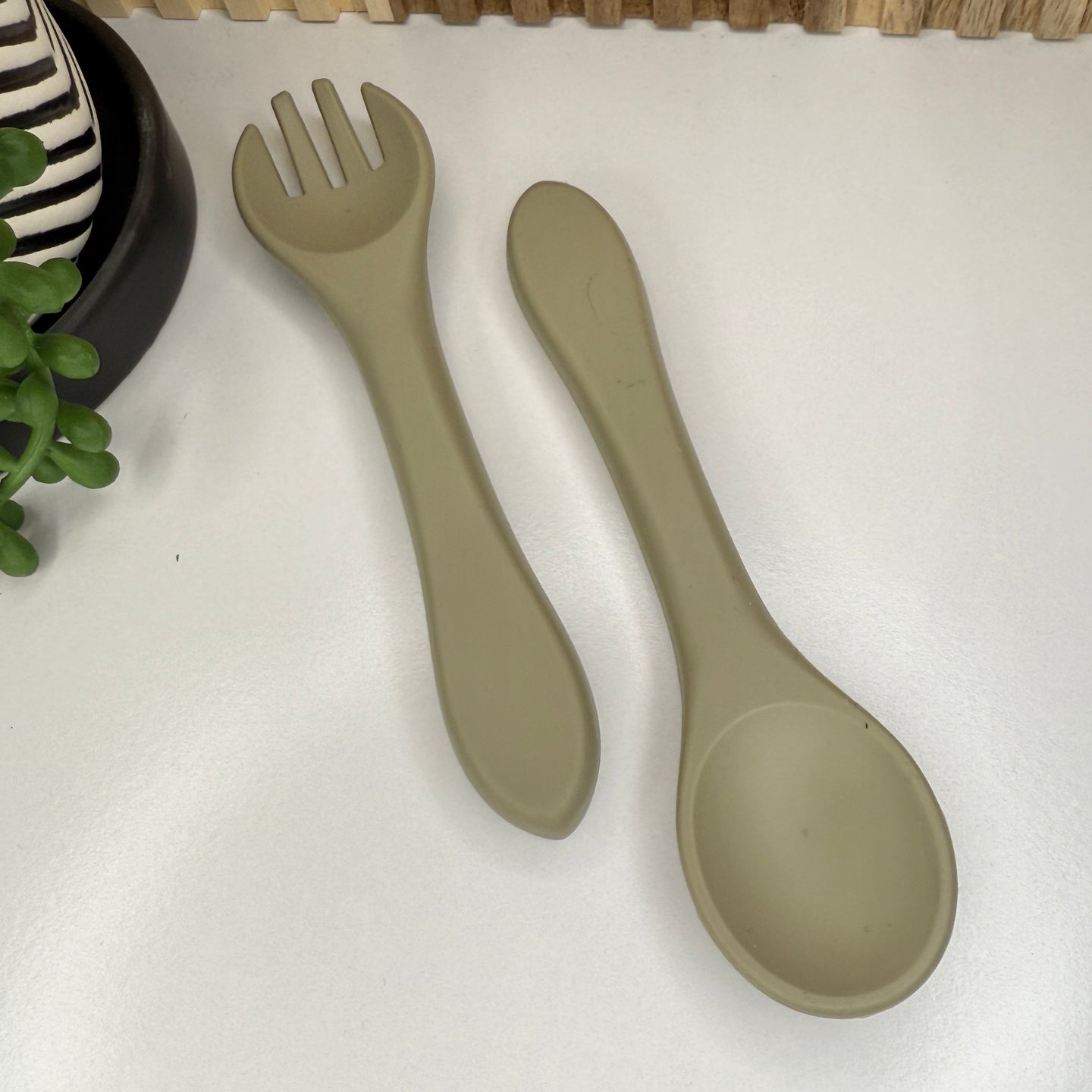 Silicone Fork & Spoon Set | Army Green